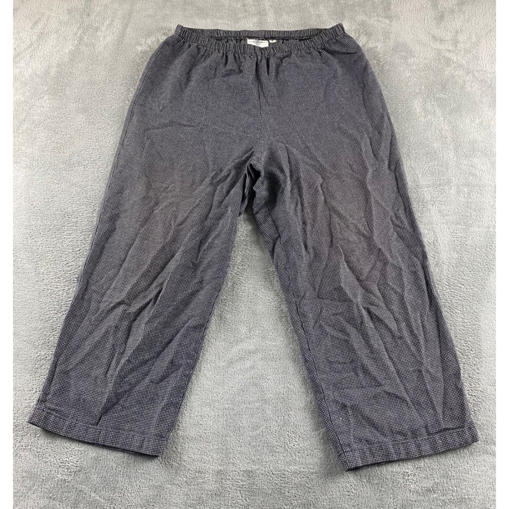 Hot Cotton Petite Marc Ware Navy Linen Blend Elastic Waist Wide Leg Pants S
